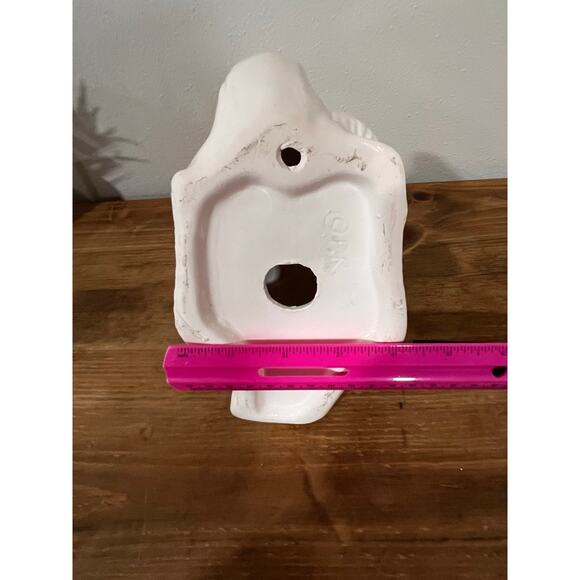 Vintage Ceramic Bunny Rabbit Figurine Floral Wreath Spring Easter Decor PR - Picture 9 of 11